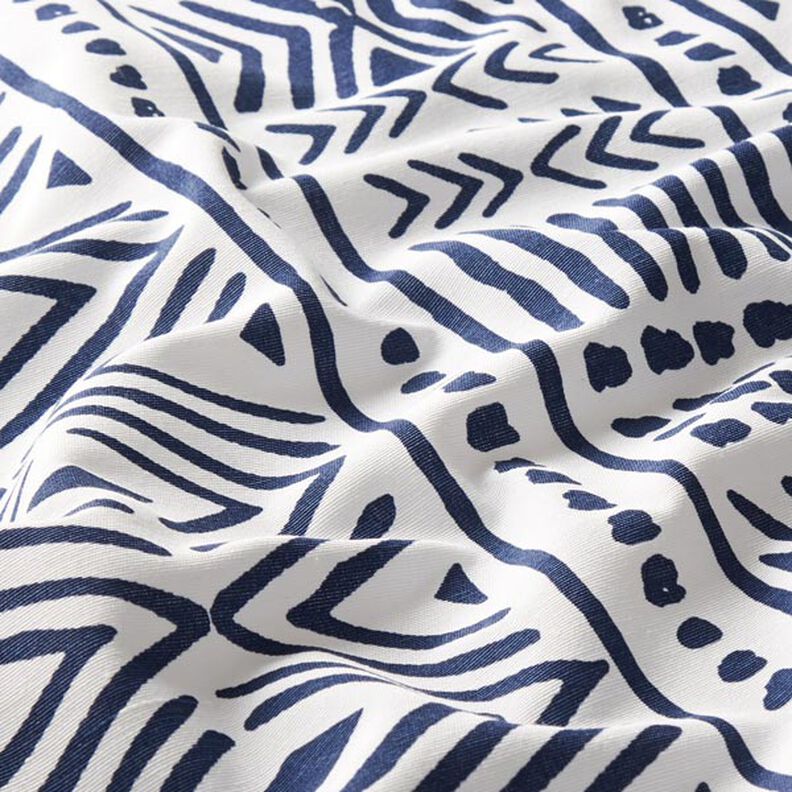 Tissu de décoration Canvas Ethno – bleu marine/blanc,  image number 2