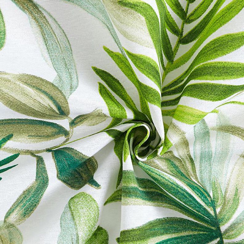 Tissu décoratif Toile feuilles exotiques – vert/blanc, image number 3