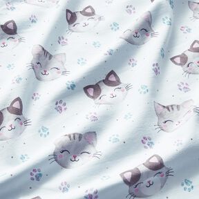 Jersey coton Chats et coussinets mignons | Glitzerpüppi – blanc, 