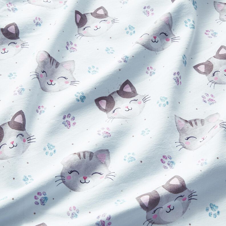 Jersey coton Chats et coussinets mignons | Glitzerpüppi – blanc,  image number 2