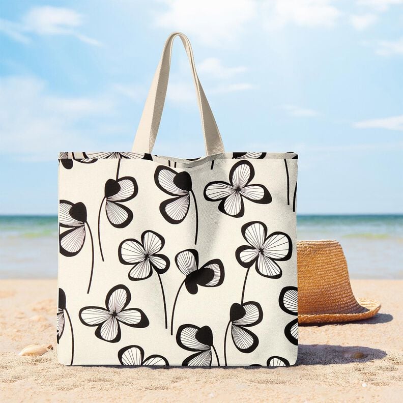 Tissu de d&eacute;coration Semi-panama tr&egrave;fle abstrait &ndash; nature/noir,  image number 7