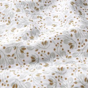 Tissu double gaze de coton Motif floral abstrait – blanc/jaune olive, 