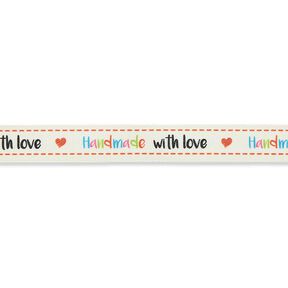 Ruban Handmade with Love [ 15 mm ] – écru/marron, 