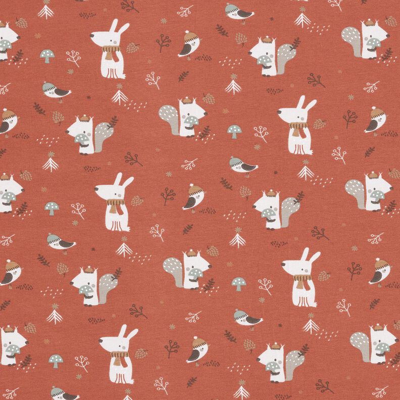 Jersey coton Lapin et écureuil dans la forêt – cuivre, image number 1