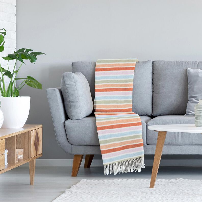 Polaire anti-boulochage rayures colorées – blanc,  image number 5