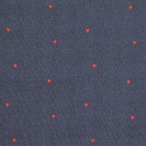 Jersey coton Cœurs en aspect jean Impression numérique – gris bleu/rouge feu, 
