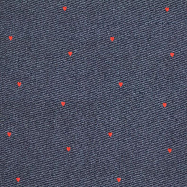 Jersey coton Cœurs en aspect jean Impression numérique – gris bleu/rouge feu,  image number 1