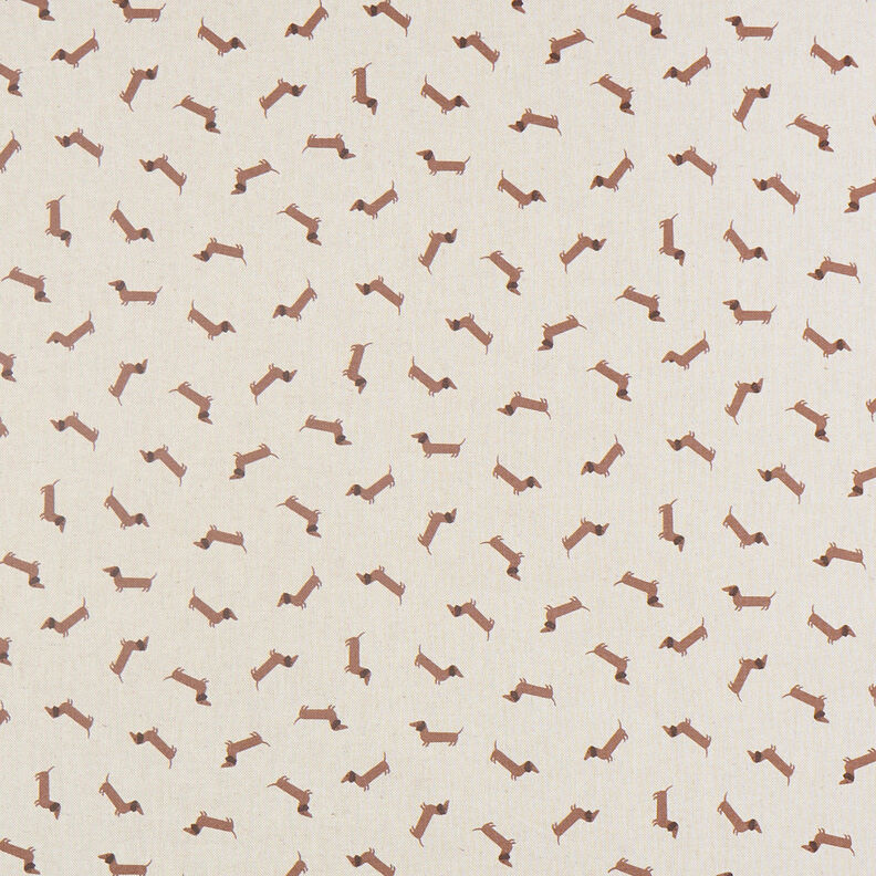 Tissu de décoration Semi-panama Teckels – nature/marron moyen, image number 1