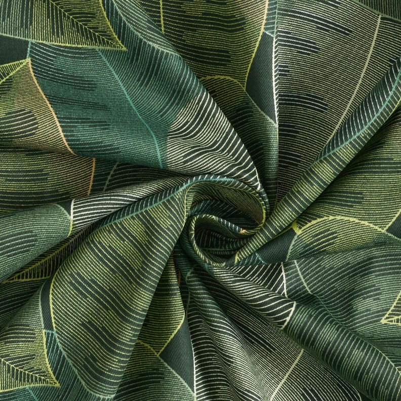 Tissu de décoration Sergé coton Feuilles minimalistes – vert foncé, image number 3