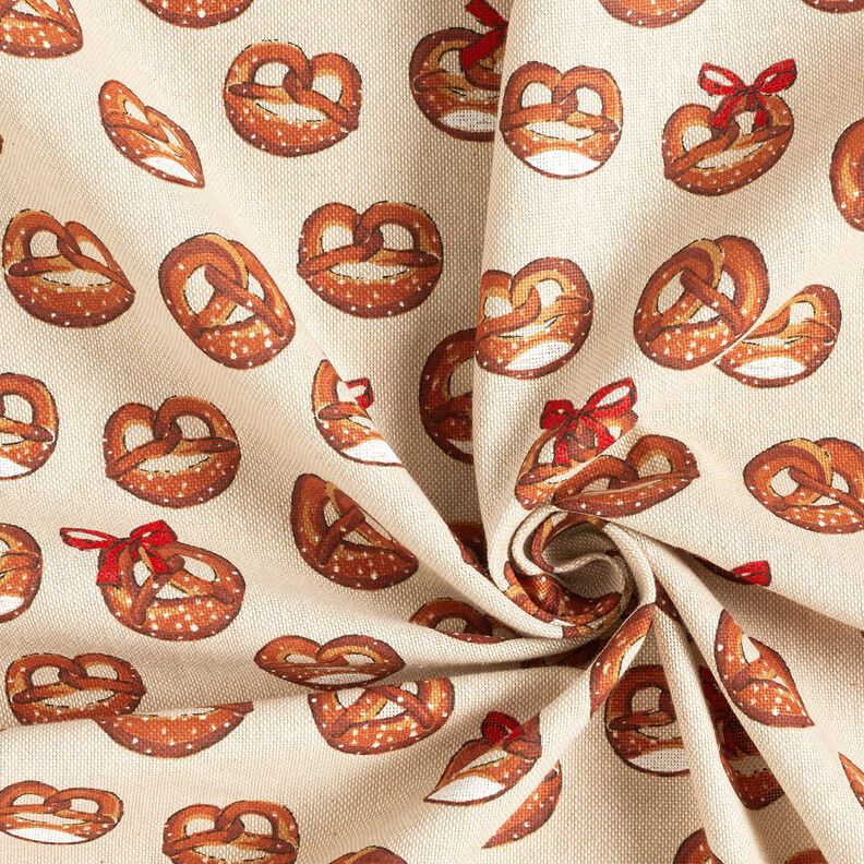 Tissu de décoration Semi-panama Bretzels – marron/nature, image number 3