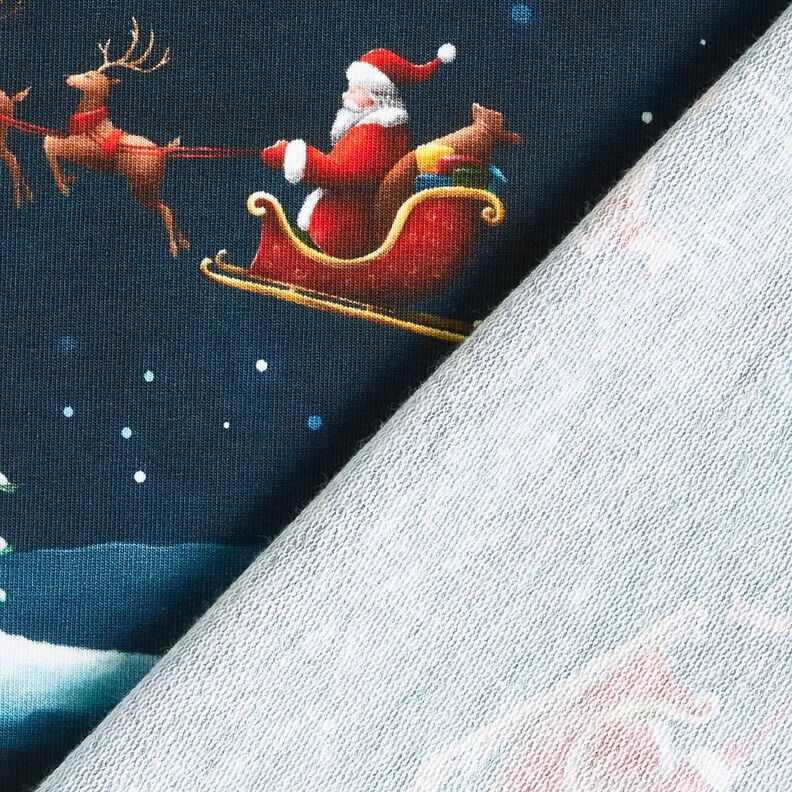 French Terry Sweat d’été Le Père Noël arrive | Glitzerpüppi – bleu nuit/chili, image number 4