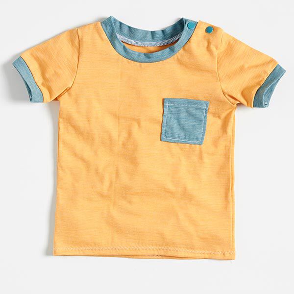 GOTS Jersey simple coton-laine fine rayures | Albstoffe – curry, image number 6