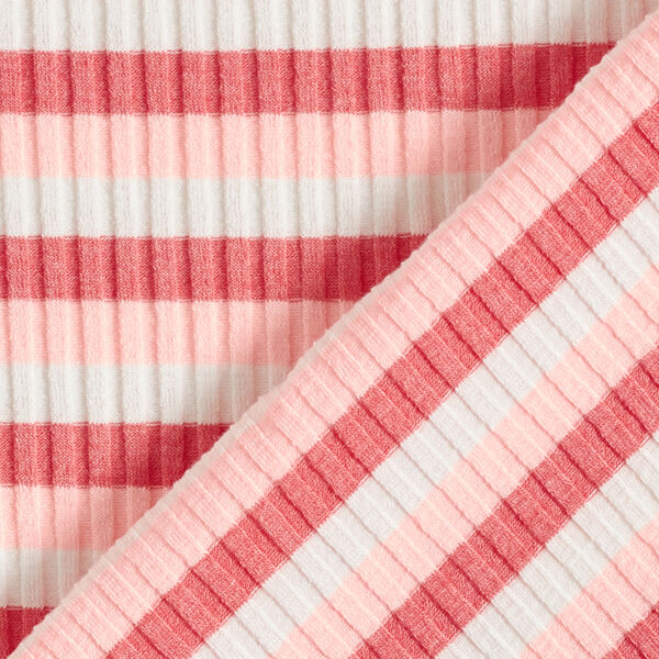 Maille côtelée rayures horizontales – rose clair/homard,  image number 4