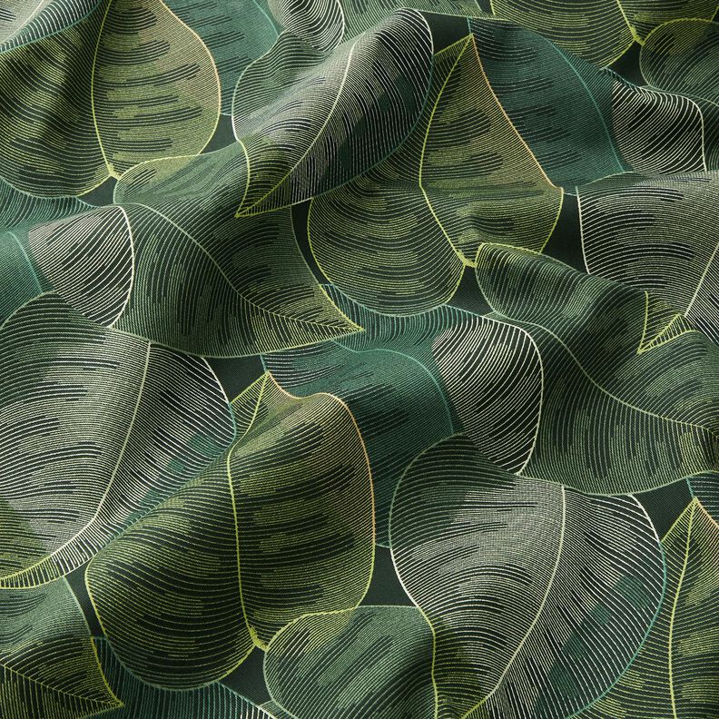 Tissu de décoration Sergé coton Feuilles minimalistes – vert foncé, image number 2