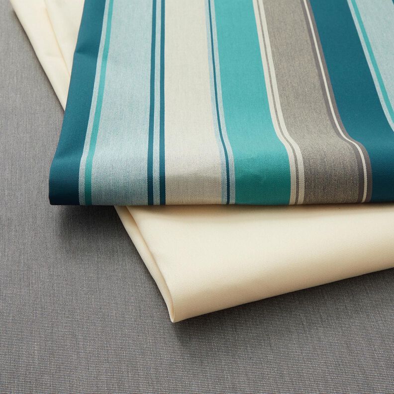 Tissu d’extérieur Canvas Rayures mixtes – sapin bleu/greige,  image number 5