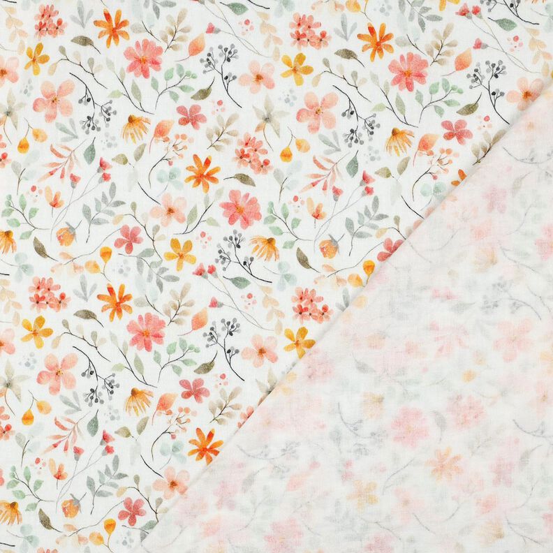 Tissu double gaze de coton Pré fleuri coloré Impression numérique | Poppy Fabrics – ivoire/orange,  image number 4