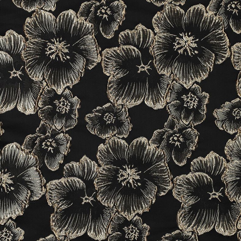 Jacquard Fleurs à effet 3D – noir/amande,  image number 1