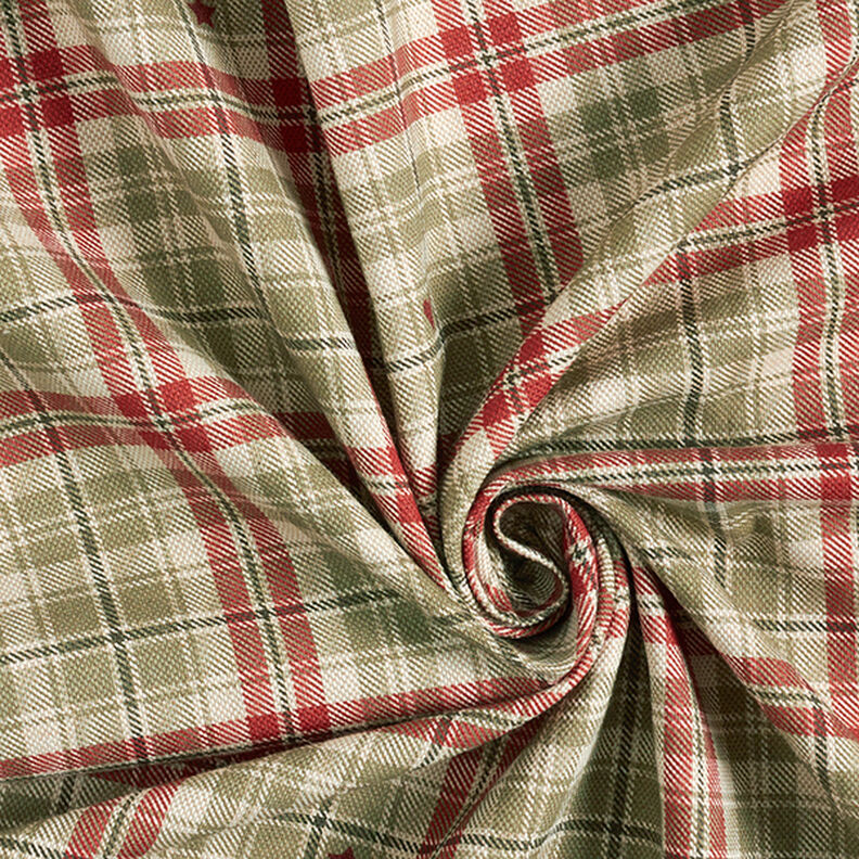 Tissu de décoration Semi-panama Cœur et carreaux – anémone/kaki clair,  image number 3
