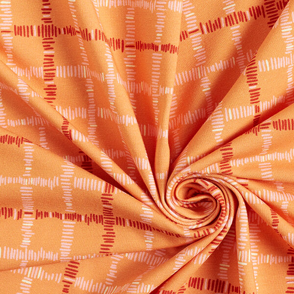 GOTS Jersey coton Carreaux | Tula – orange/terre cuite,  image number 3