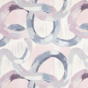 Tissu de décoration Semi-panama anneaux abstraits – lilas pastel/bleu, 