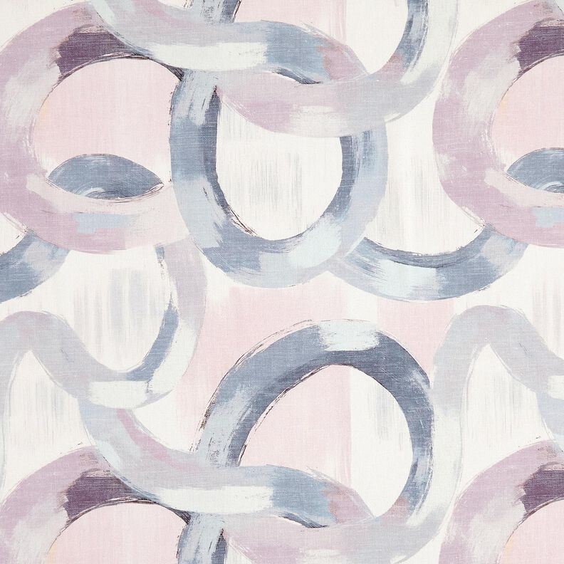 Tissu de décoration Semi-panama anneaux abstraits – lilas pastel/bleu, image number 1