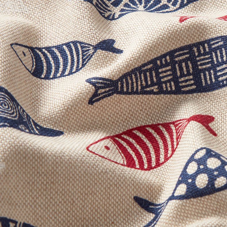 Tissu de décoration Semi-panama Banc de poissons abstrait – baies/nature, image number 2