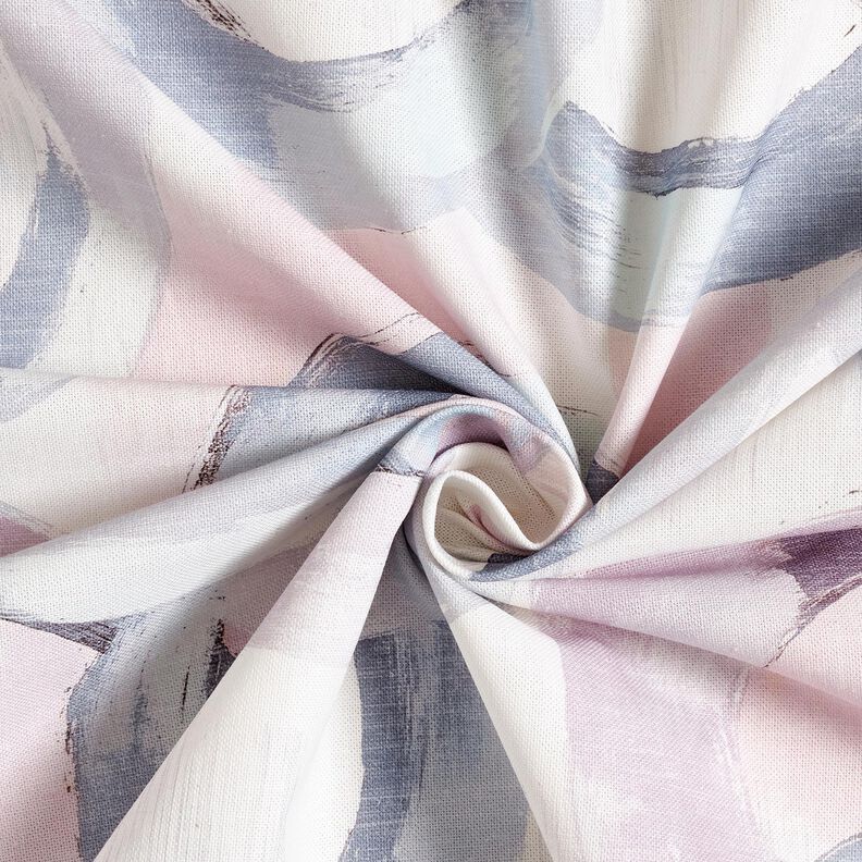 Tissu de décoration Semi-panama anneaux abstraits – lilas pastel/bleu, image number 3