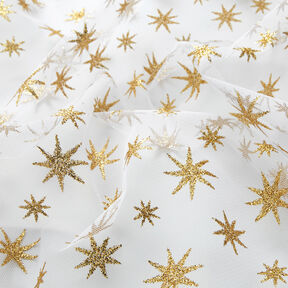 Tulle Étoiles pailletées – blanc/or, 