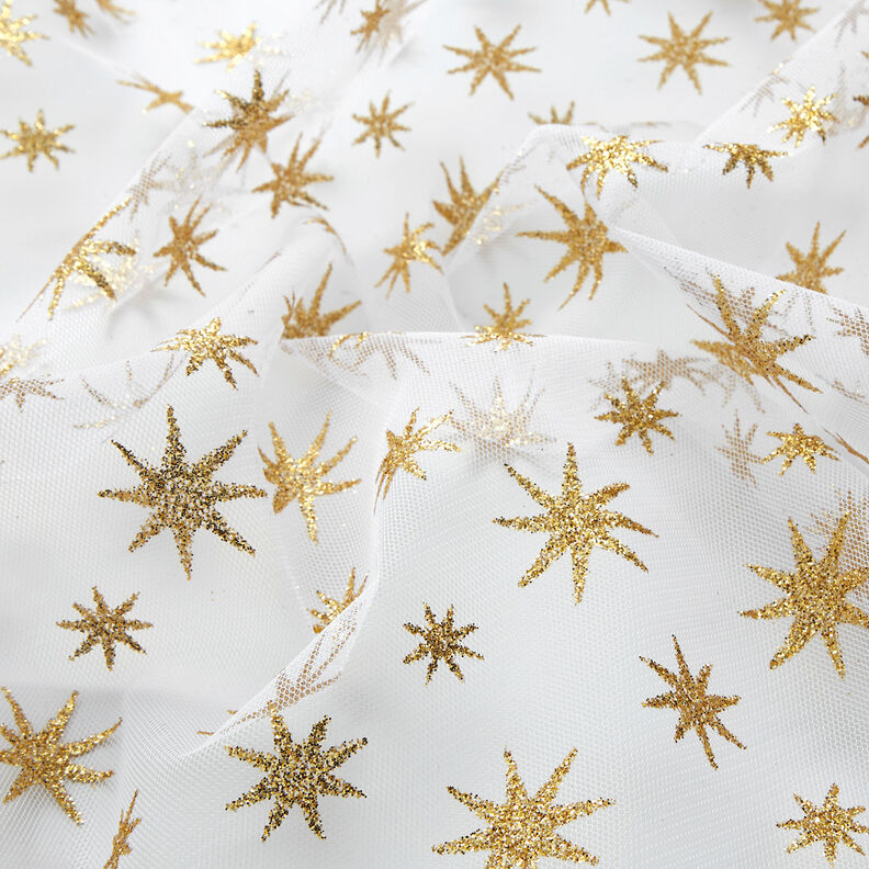 Tulle Étoiles pailletées – blanc/or,  image number 2