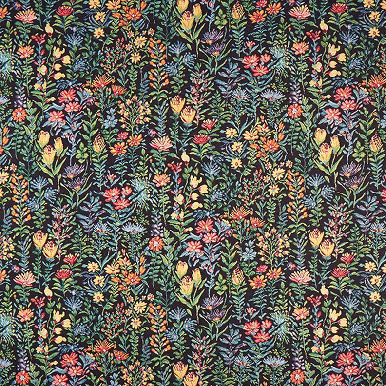 Tissu de décoration Gobelin Petites fleurs – noir, image number 1