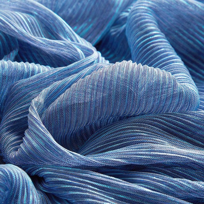 Plissé transparent Rayures pailletées – bleu,  image number 5