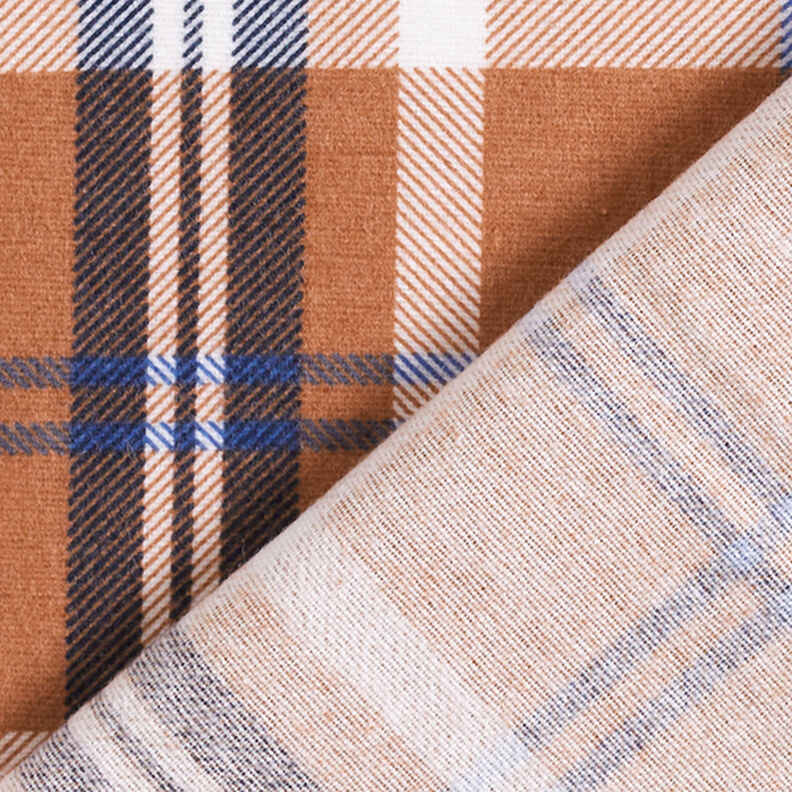 Flanelle coton Motif imprimé à carreaux | by Poppy – brun faon/bleu roi,  image number 4