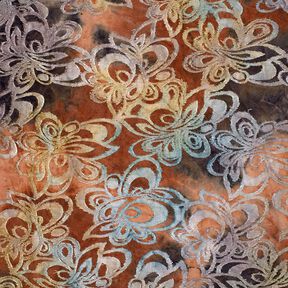 Jersey Jacquard Fleurs avec batik – bordeaux/gris pierre, 