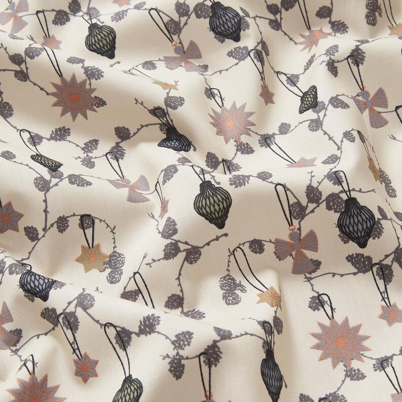 Tissu en coton Popeline Décorations d'arbre scandinaves – beige clair,  image number 2