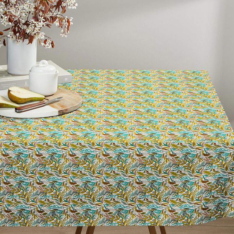 Tissu en coton Cretonne Feuilles et brindilles délicates – blanc/gris soie,  image number 5
