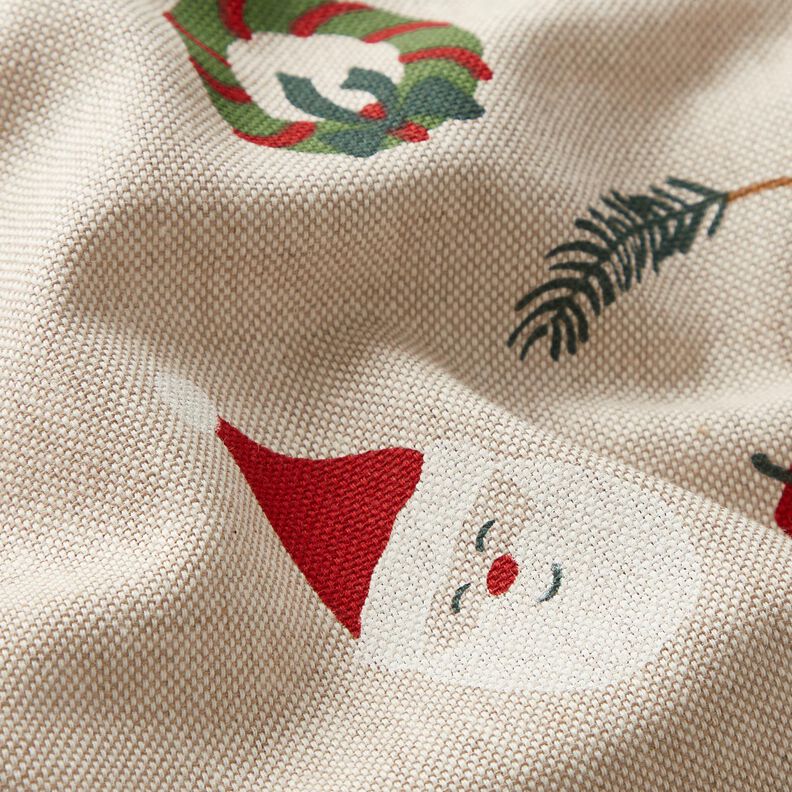 Tissu de décoration Semi-panama Décoration de Noël mélange – nature/rouge, image number 2