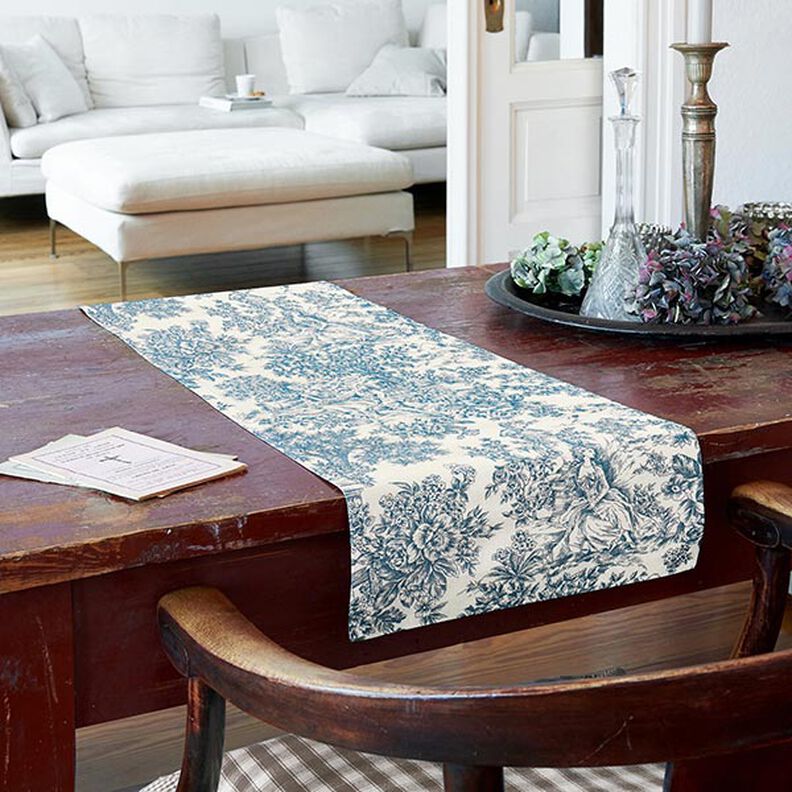 Tissu de décoration Canvas Toile de Jouy 280 cm – bleu,  image number 8