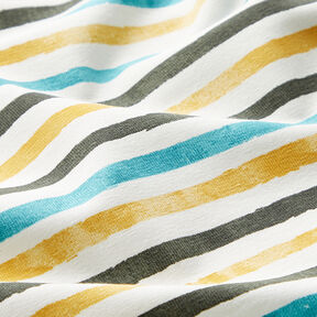 Jersey coton Bandes au pinceau – blanc, 