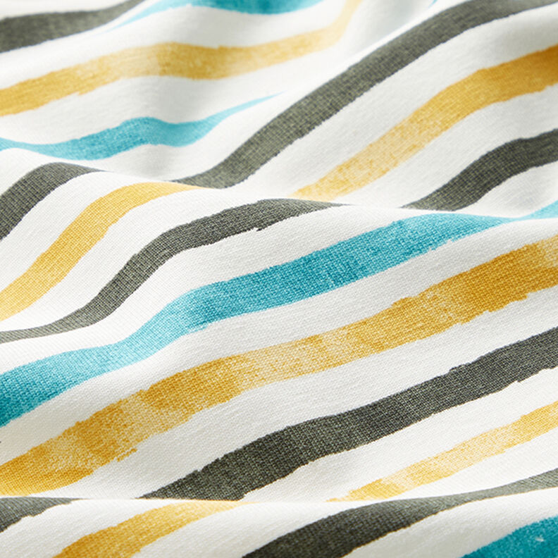 Jersey coton Bandes au pinceau – blanc,  image number 2