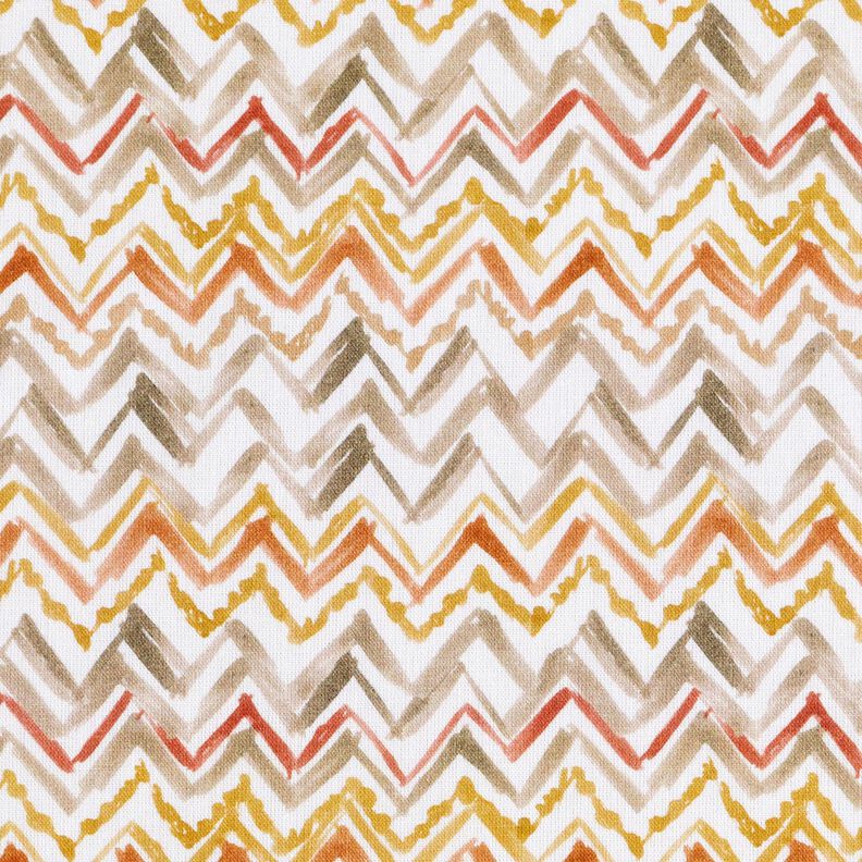 Popeline coton Zigzag en coups de pinceau Impression numérique – blanc/cuivre,  image number 1