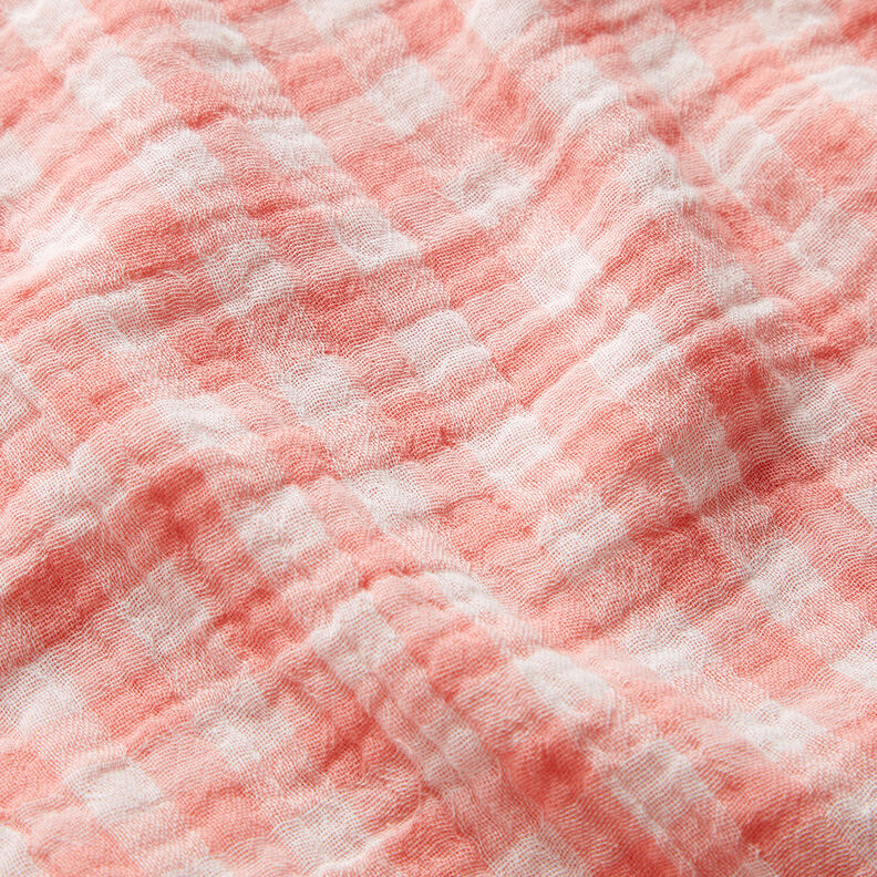 Tissu double gaze de coton Carreaux vichy à fil teinté – vieux rose/blanc,  image number 3