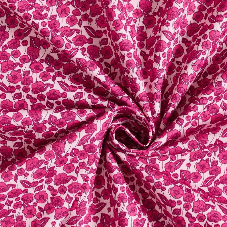 Popeline coton Vrilles de fleurs – rose clair/pourpre, image number 3
