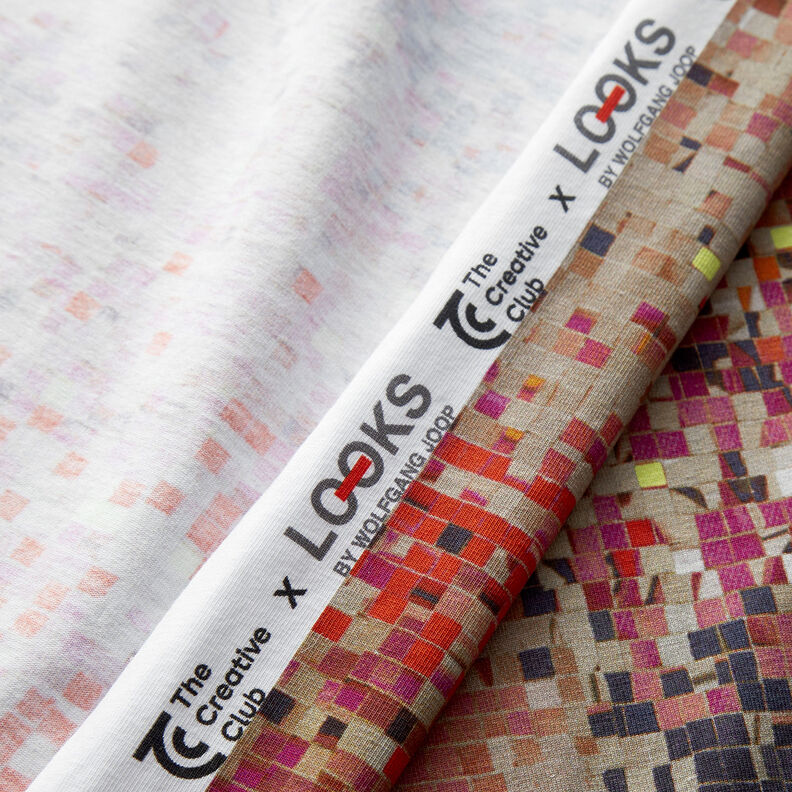 GOTS Jersey coton Mosaïques éparpillées | TCC x LOOKS by Wolfgang Joop – rouge/beige foncé,  image number 4