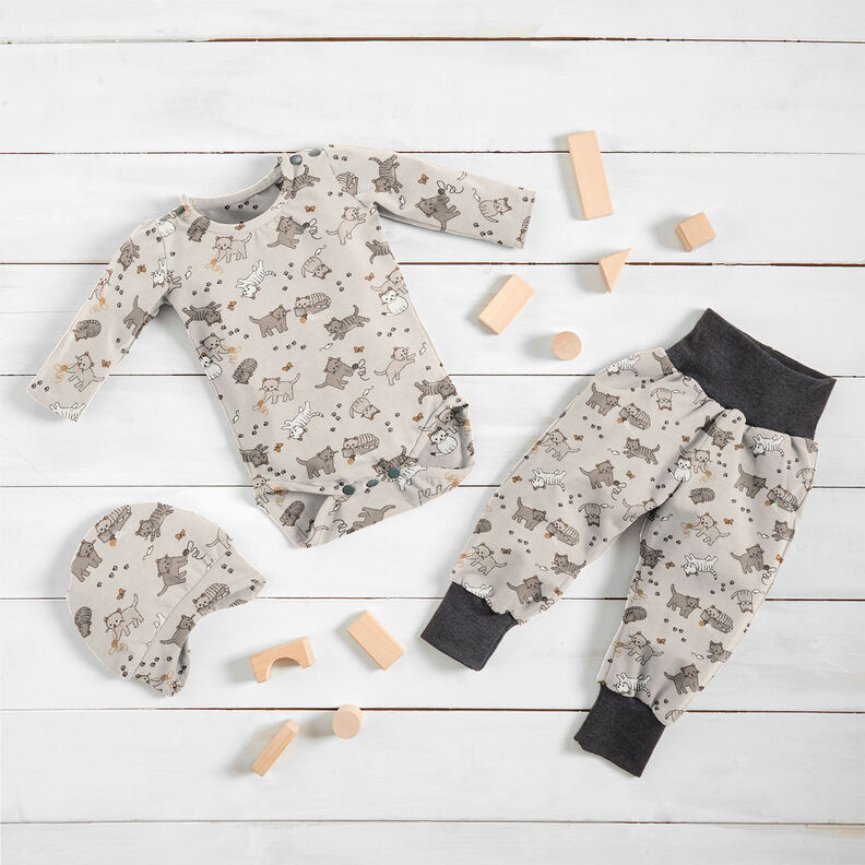 Jersey coton Chats mignons – gris brume,  image number 5