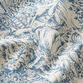 Tissu de décoration Canvas Toile de Jouy 280 cm – bleu, 