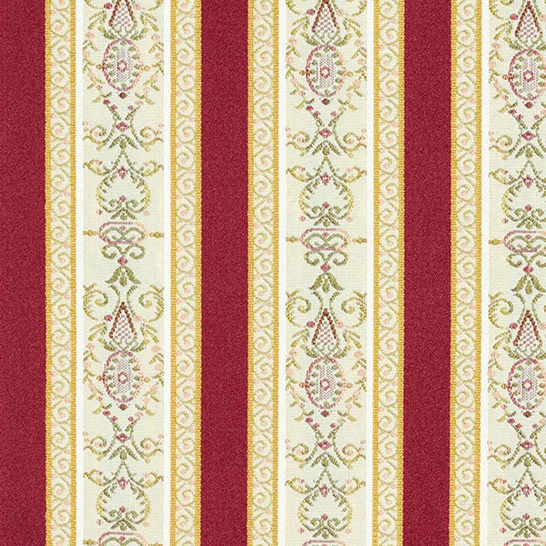 Tissu d’ameublement jacquard Rayures Biedermeier – crème/rouge,  image number 1