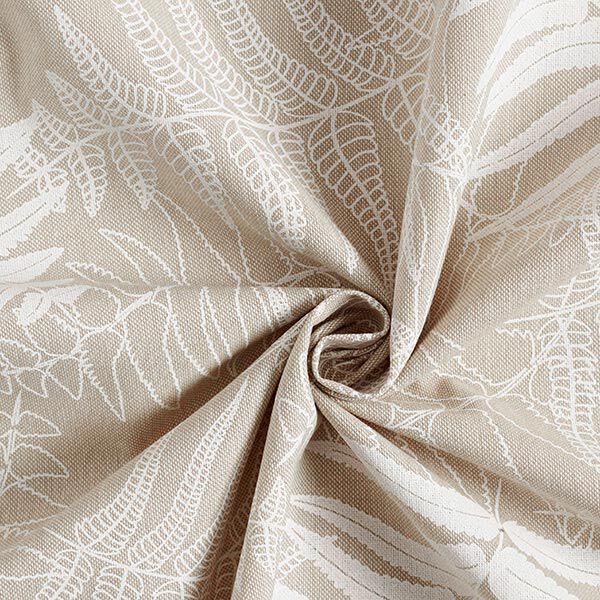 Tissu de décoration Semi-panama feuilles de fougère en filigrane – nature/blanc,  image number 4