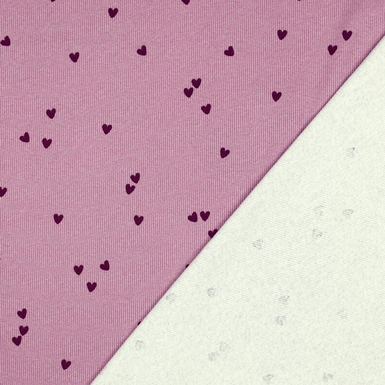 Jersey côtelé Cœurs éparpillés | Poppy Fabrics – violet pastel/merlot, image number 4