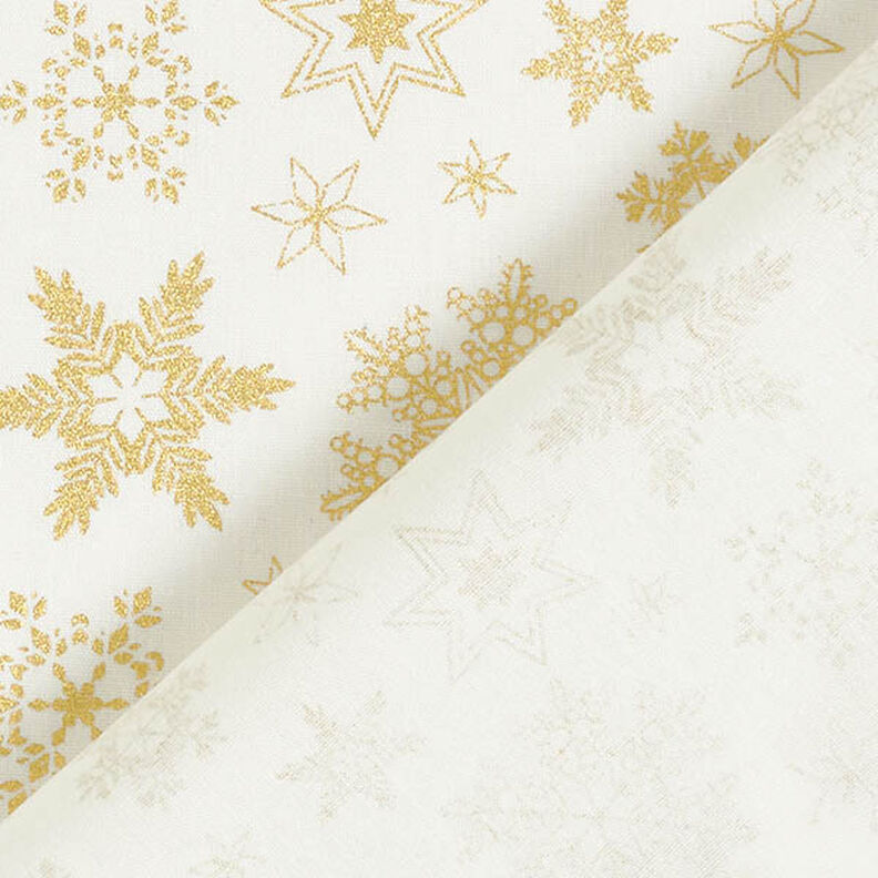 Tissu en coton Popeline Cristaux de neige – écru/or, image number 4