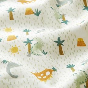 Tissu en coton Cretonne Dinosaures et palmiers – écru/menthe clair, 